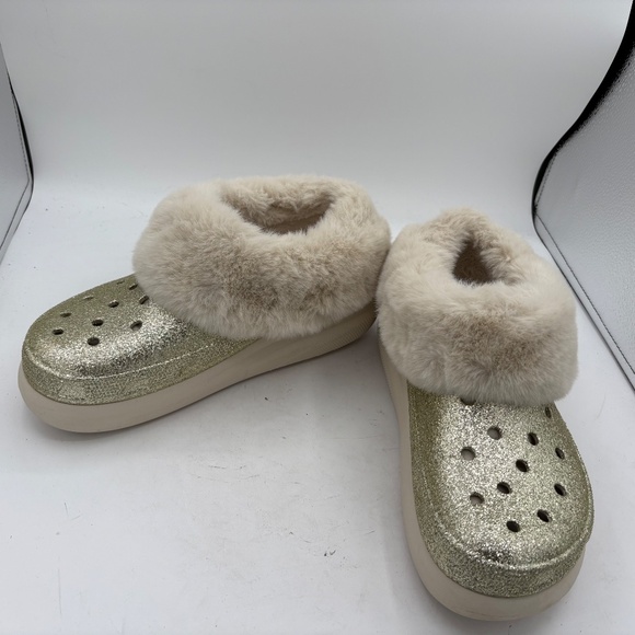 CROCS FUREVER CRUSH GLITTER Clog Gold Women’s 10 Men’s 8 Platform - Picture 8 of 15